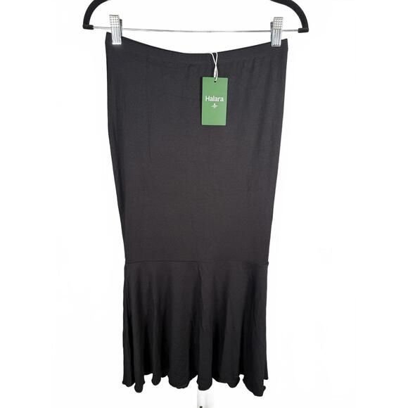 NWT Halara Mid Rise Ruched Midi Mermaid Skirt Black Size M - Picture 2 of 8